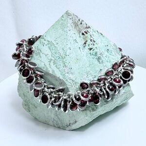 Silpada Rare HTF Sterling Silver & Natural Garnet Cha Cha Bracelet